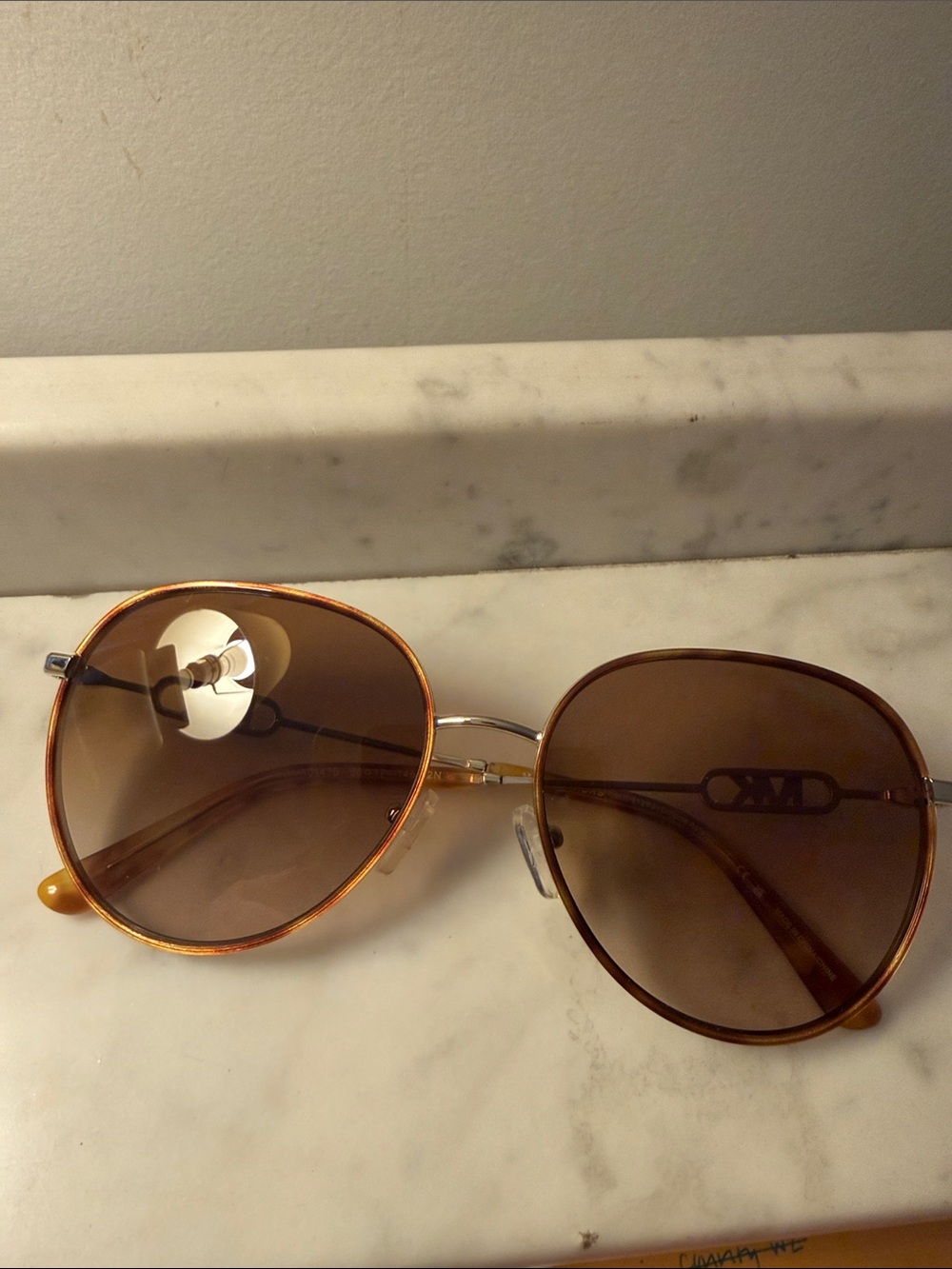 Tortoise  Brown Michael Kors Aviator Sunglasses